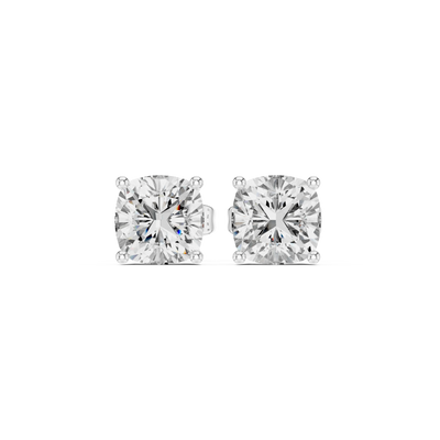 Cushion cut lab grown diamond stud earrings in white gold by Diamonds for Everyone Australia