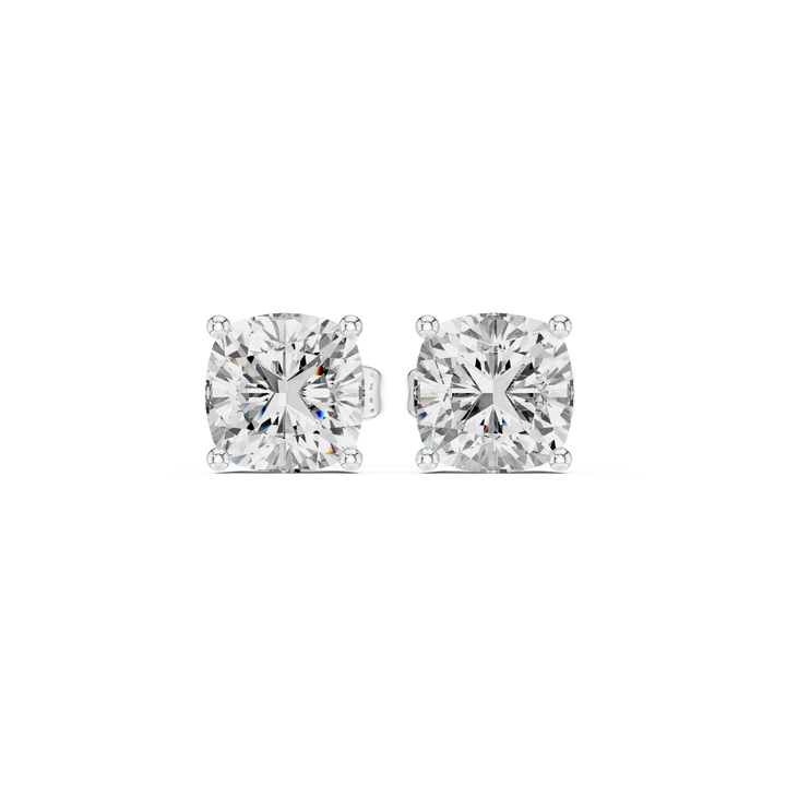 Cushion cut lab grown diamond stud earrings in white gold by Diamonds for Everyone Australia