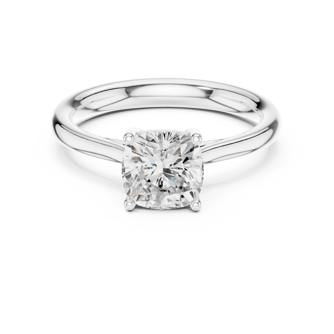 Lab-grown cushion cut solitaire ring in white gold, elegant and timeless design, Australia collection