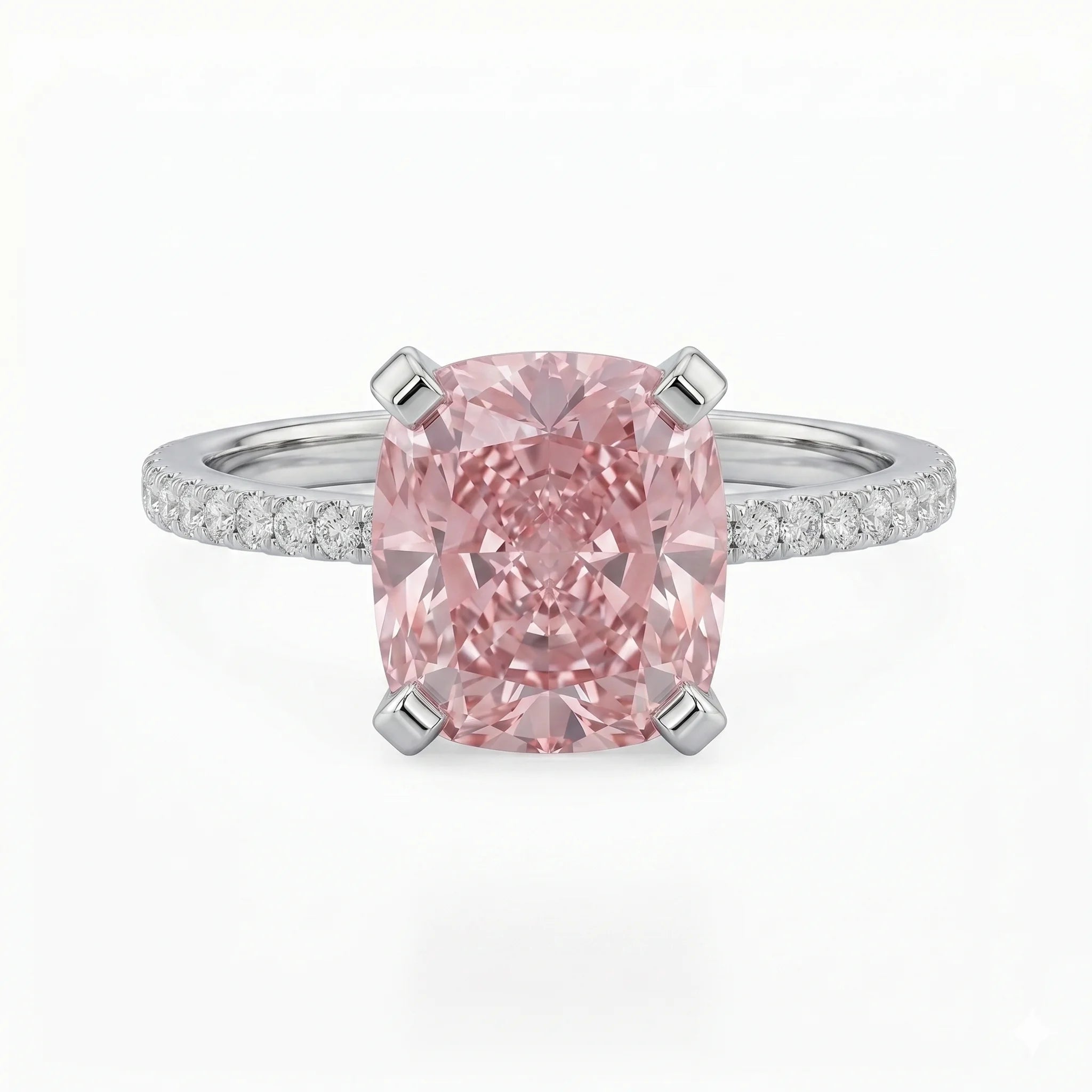 Cushion solitaire side stone lab diamond engagement ring in white gold – Australia