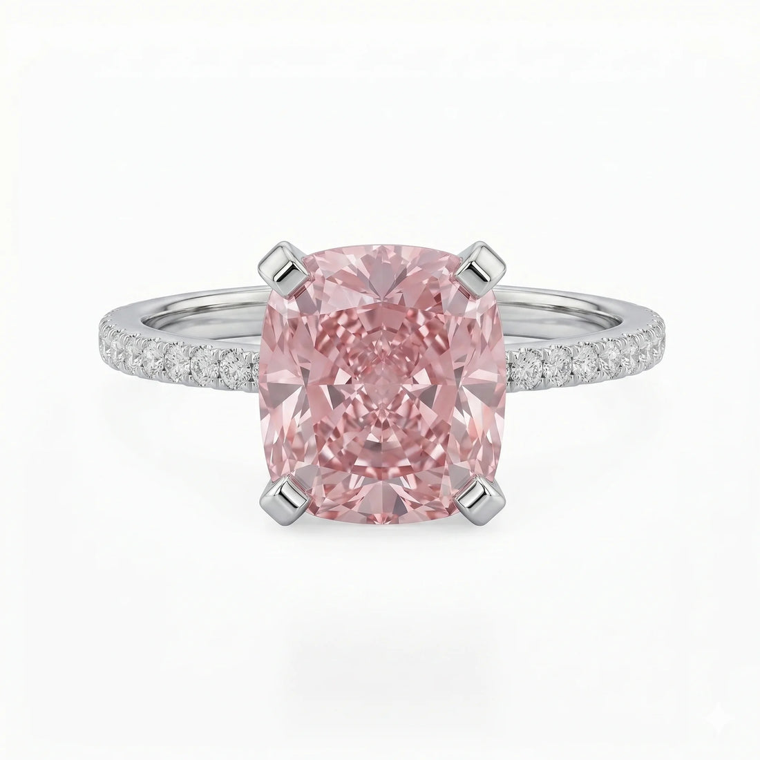 Cushion solitaire side stone lab diamond engagement ring in white gold – Australia