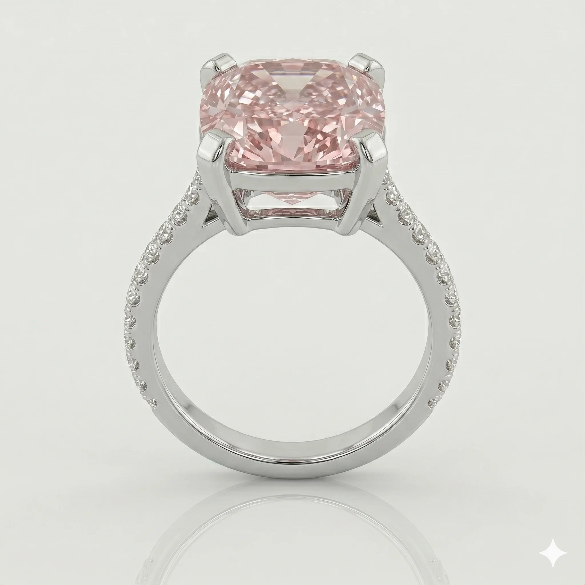 Back view of white gold cushion solitaire side stone lab diamond engagement ring – Australia

