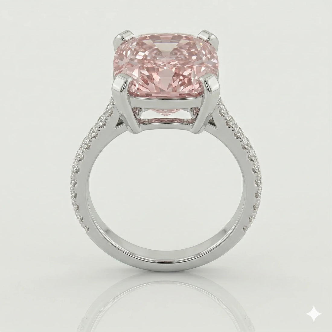 Back view of white gold cushion solitaire side stone lab diamond engagement ring – Australia

