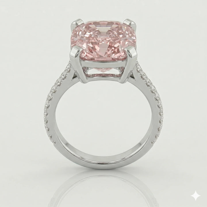 Back view of white gold cushion solitaire side stone lab diamond engagement ring – Australia

