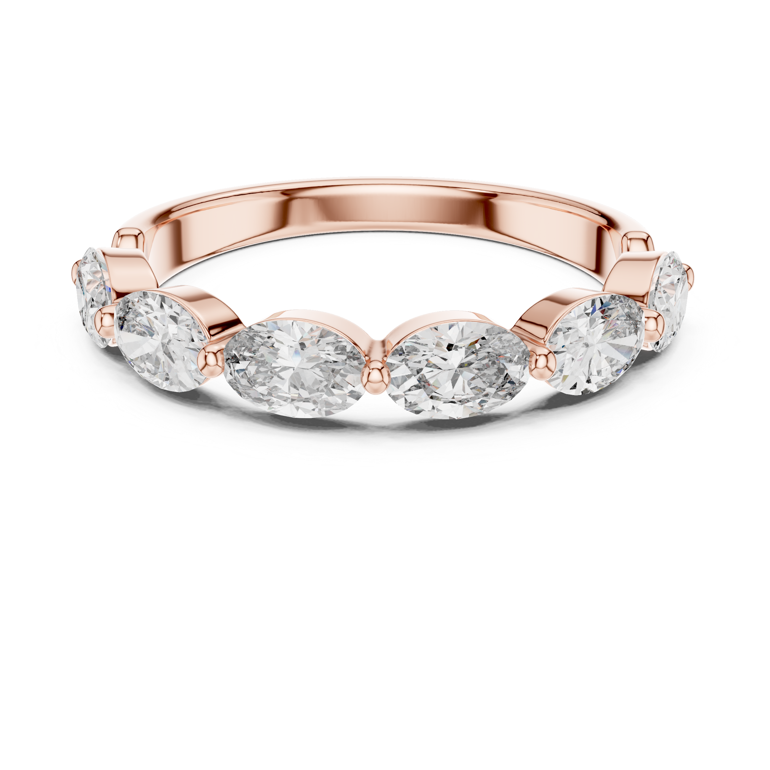 Elegant Gold-Tone Oval Crystal Eternity Ring