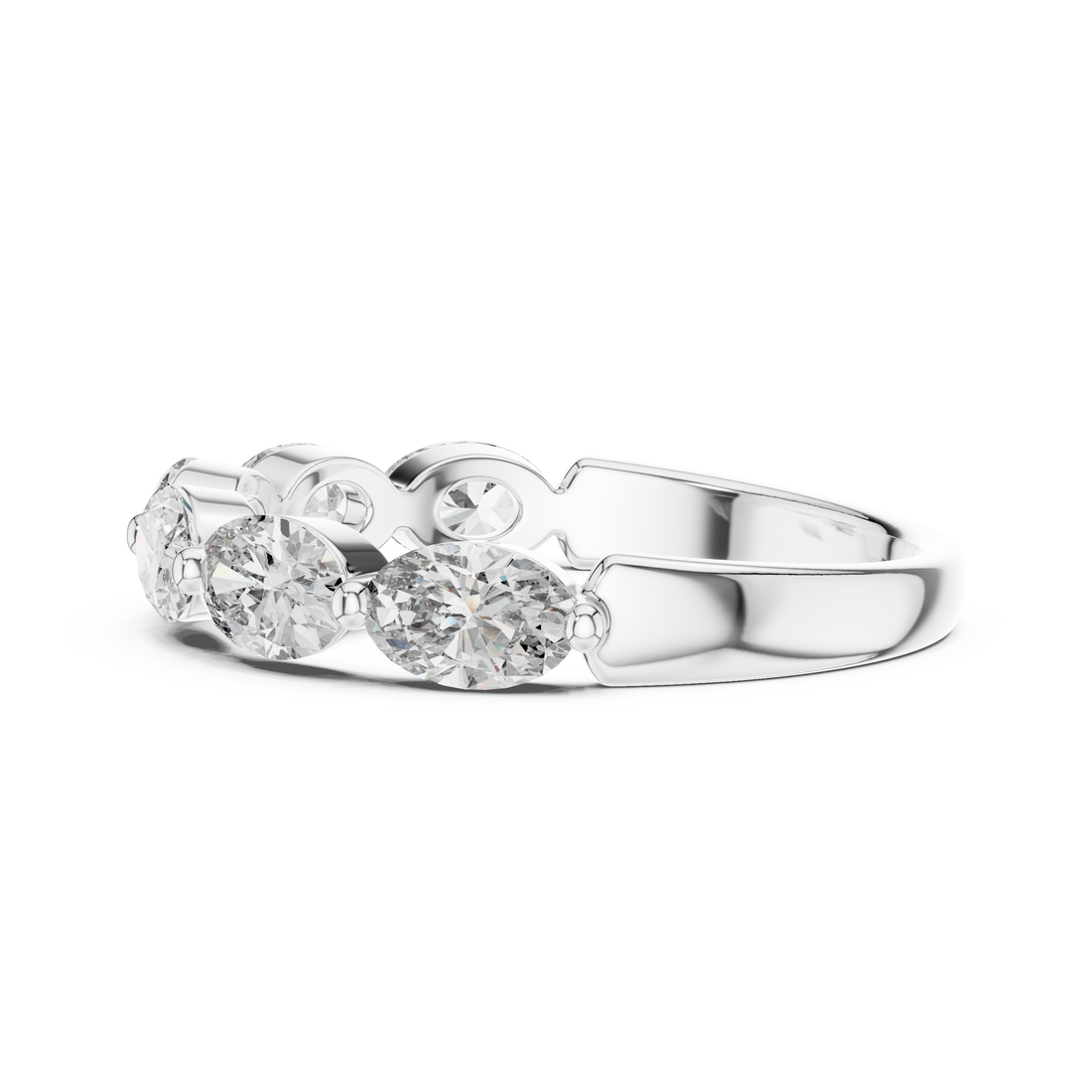 Elegant Gold-Tone Oval Crystal Eternity Ring