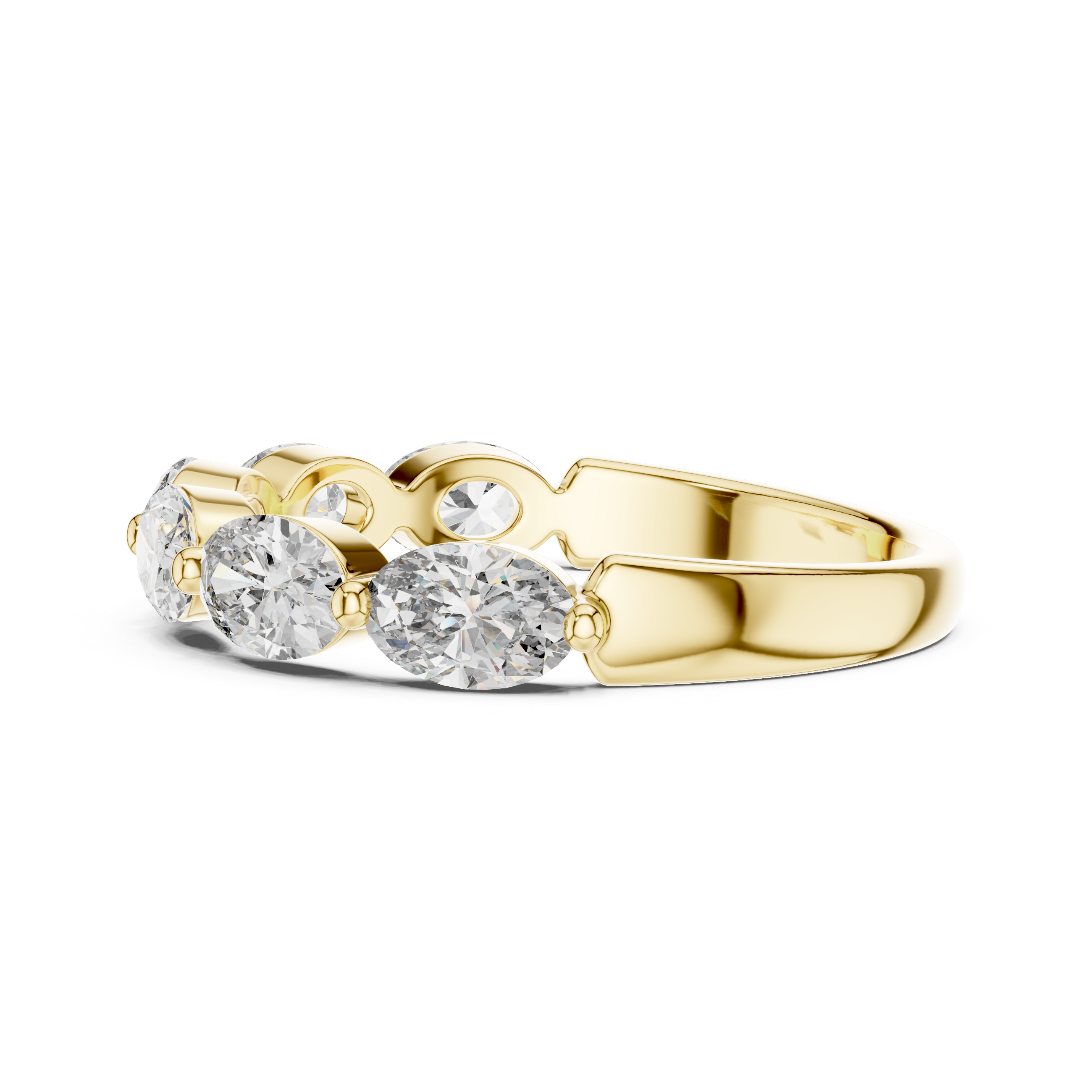 Elegant Gold-Tone Oval Crystal Eternity Ring