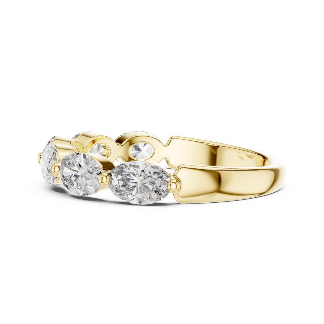 Elegant Gold-Tone Oval Crystal Eternity Ring