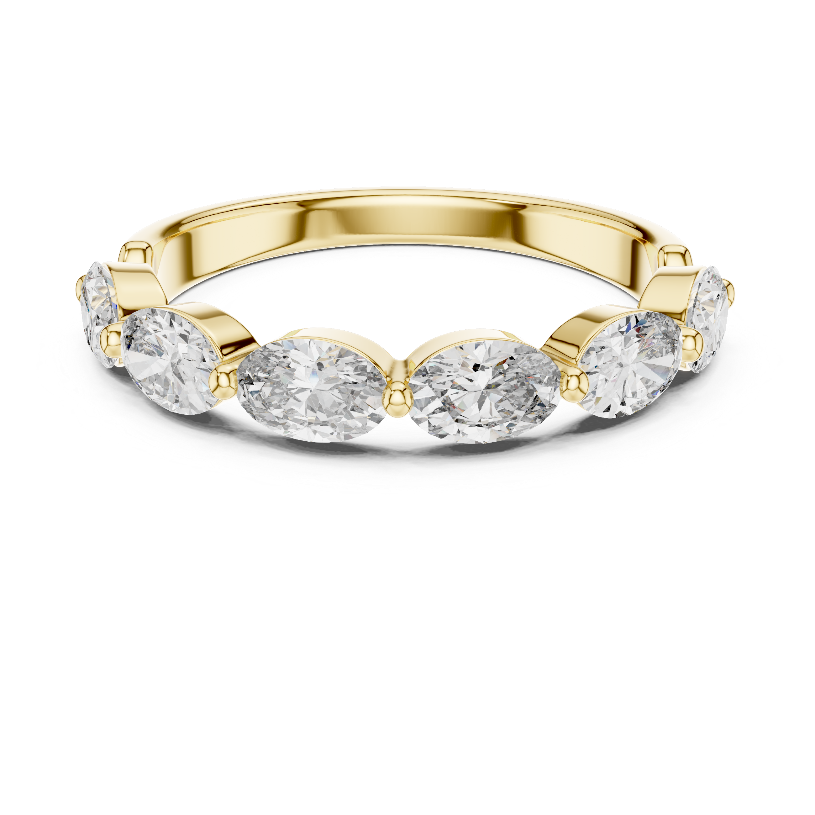 Elegant Gold-Tone Oval Crystal Eternity Ring