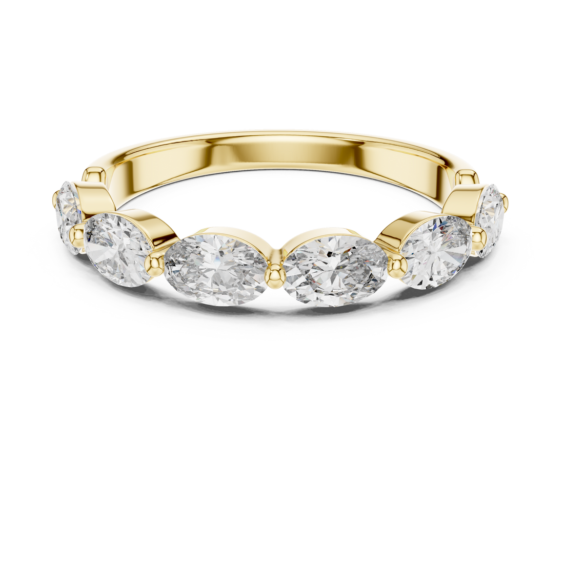 Elegant Gold-Tone Oval Crystal Eternity Ring
