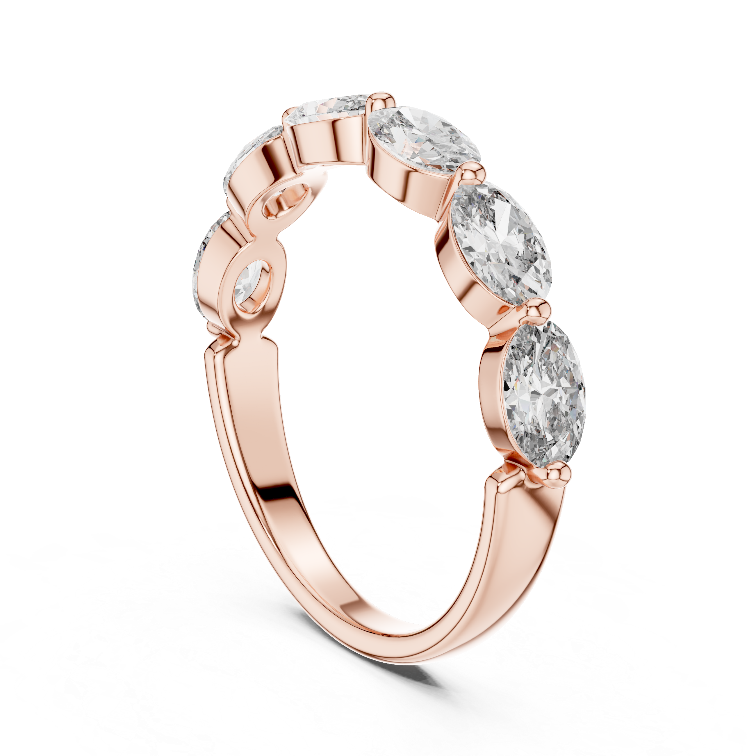 Elegant Gold-Tone Oval Crystal Eternity Ring