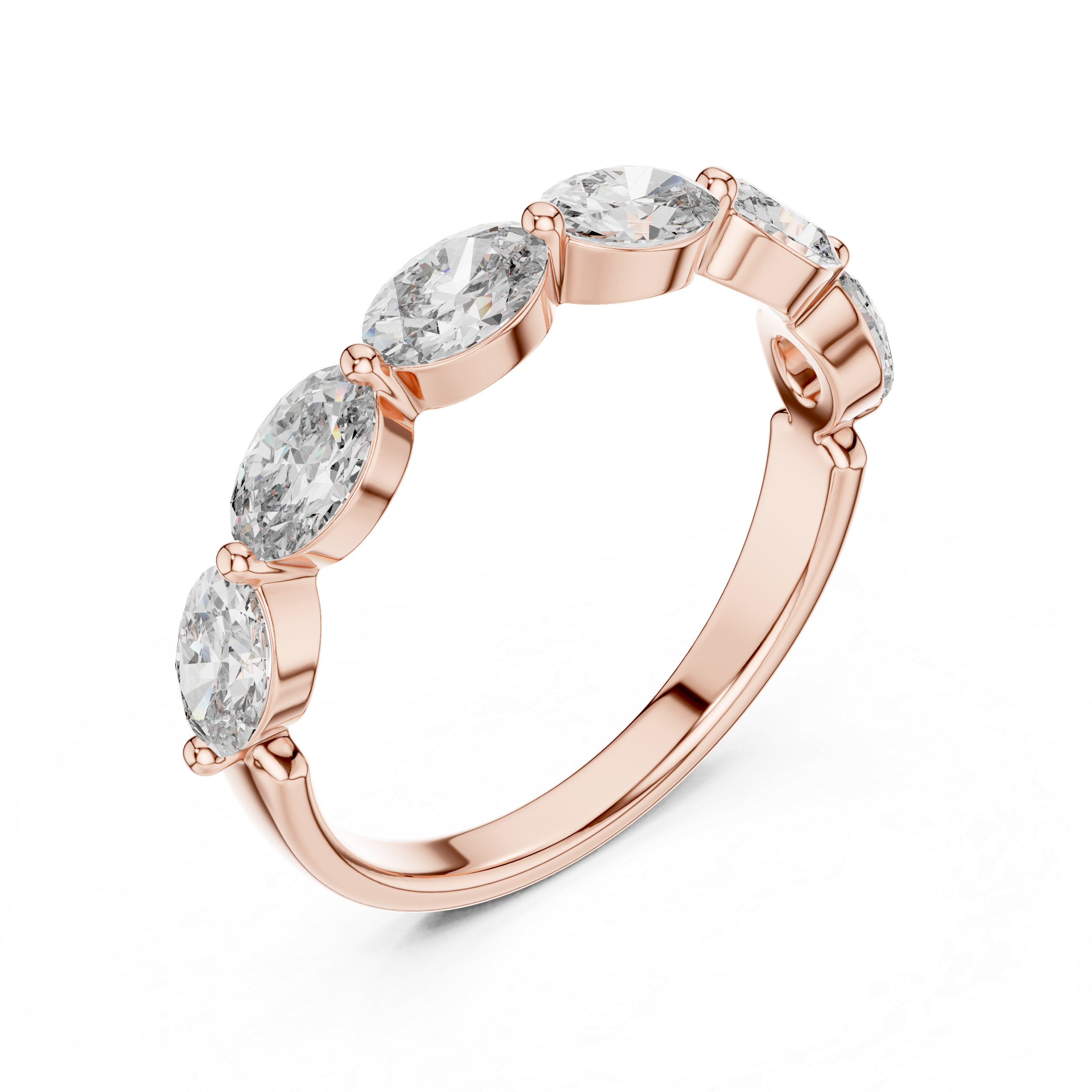 Elegant Gold-Tone Oval Crystal Eternity Ring