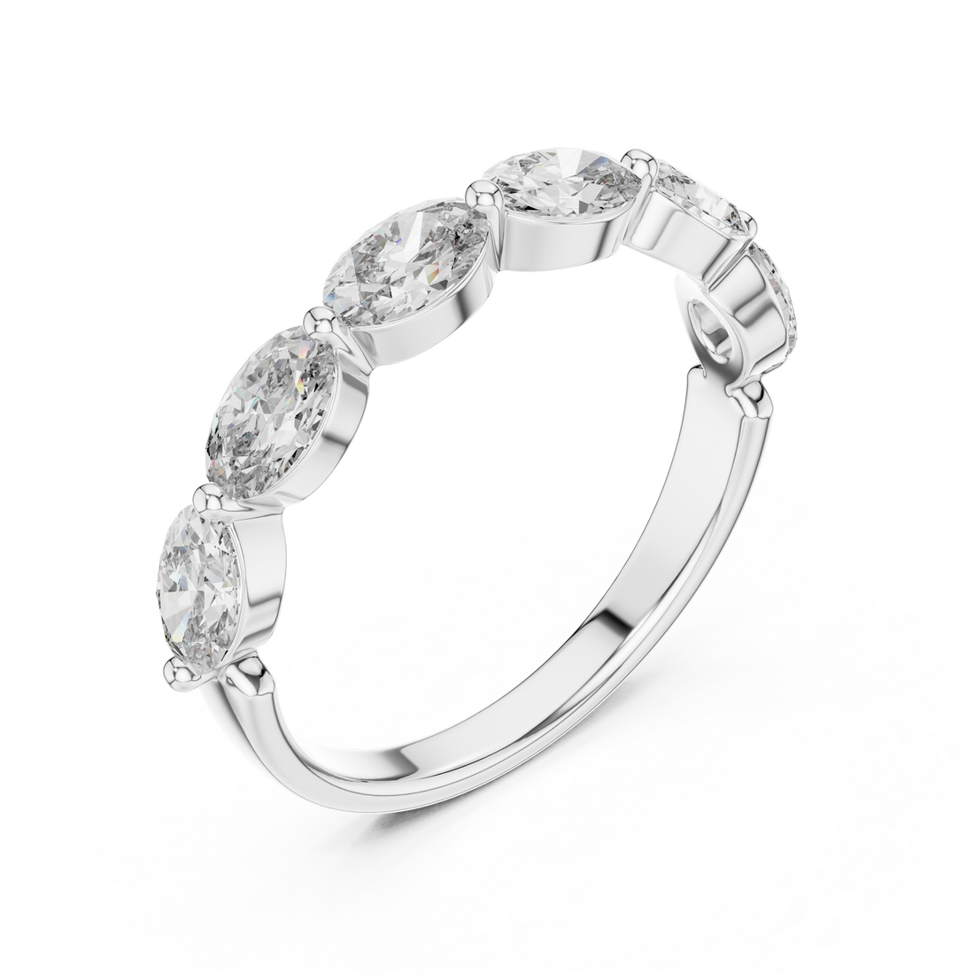 Elegant Gold-Tone Oval Crystal Eternity Ring