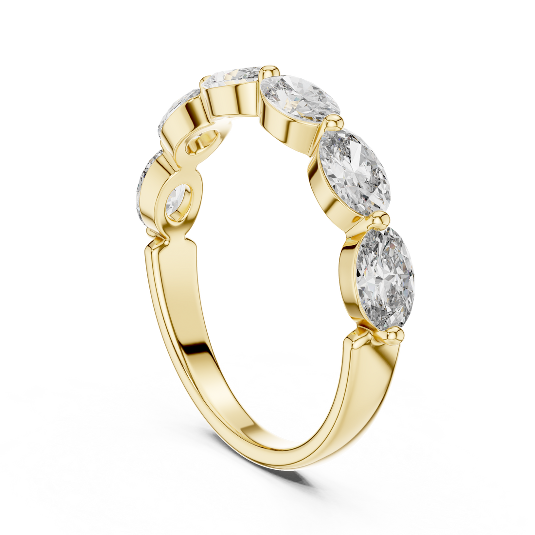Elegant Gold-Tone Oval Crystal Eternity Ring