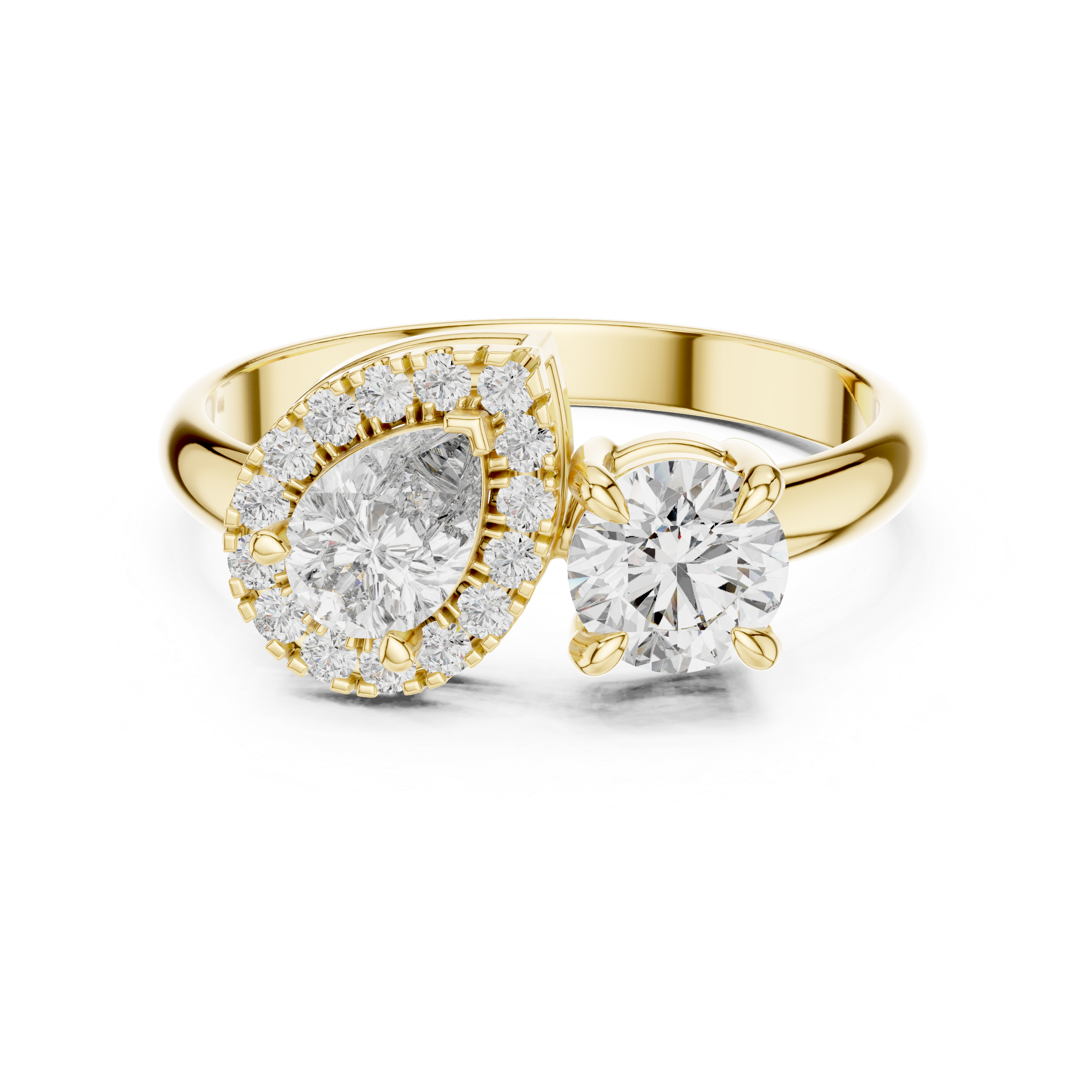 Luxury Gold-Tone Dual Crystal Halo Ring