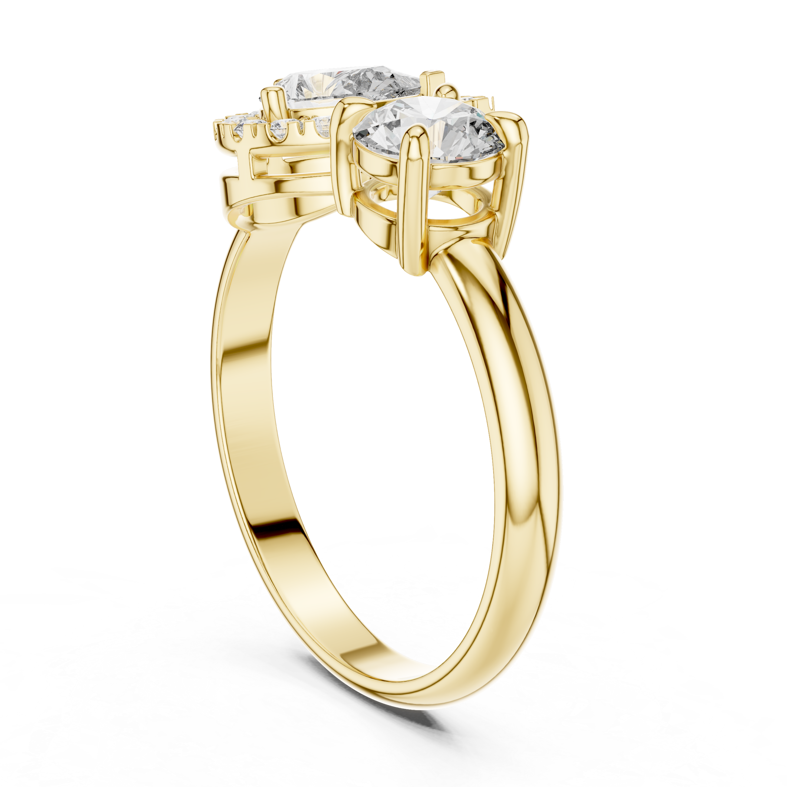 Luxury Gold-Tone Dual Crystal Halo Ring