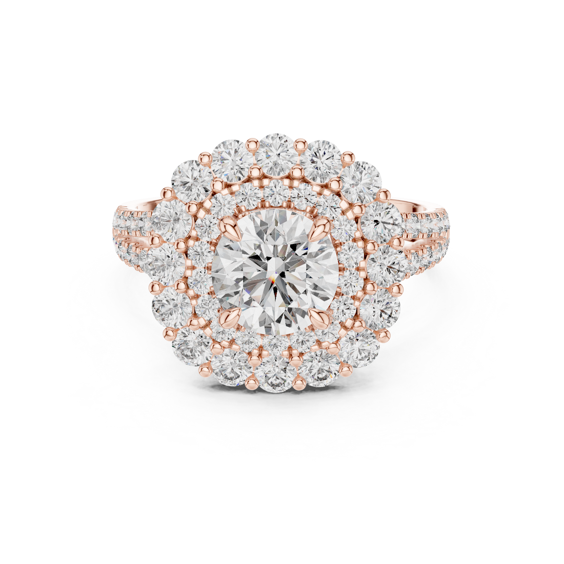 Radiant Bloom Halo Diamond Ring