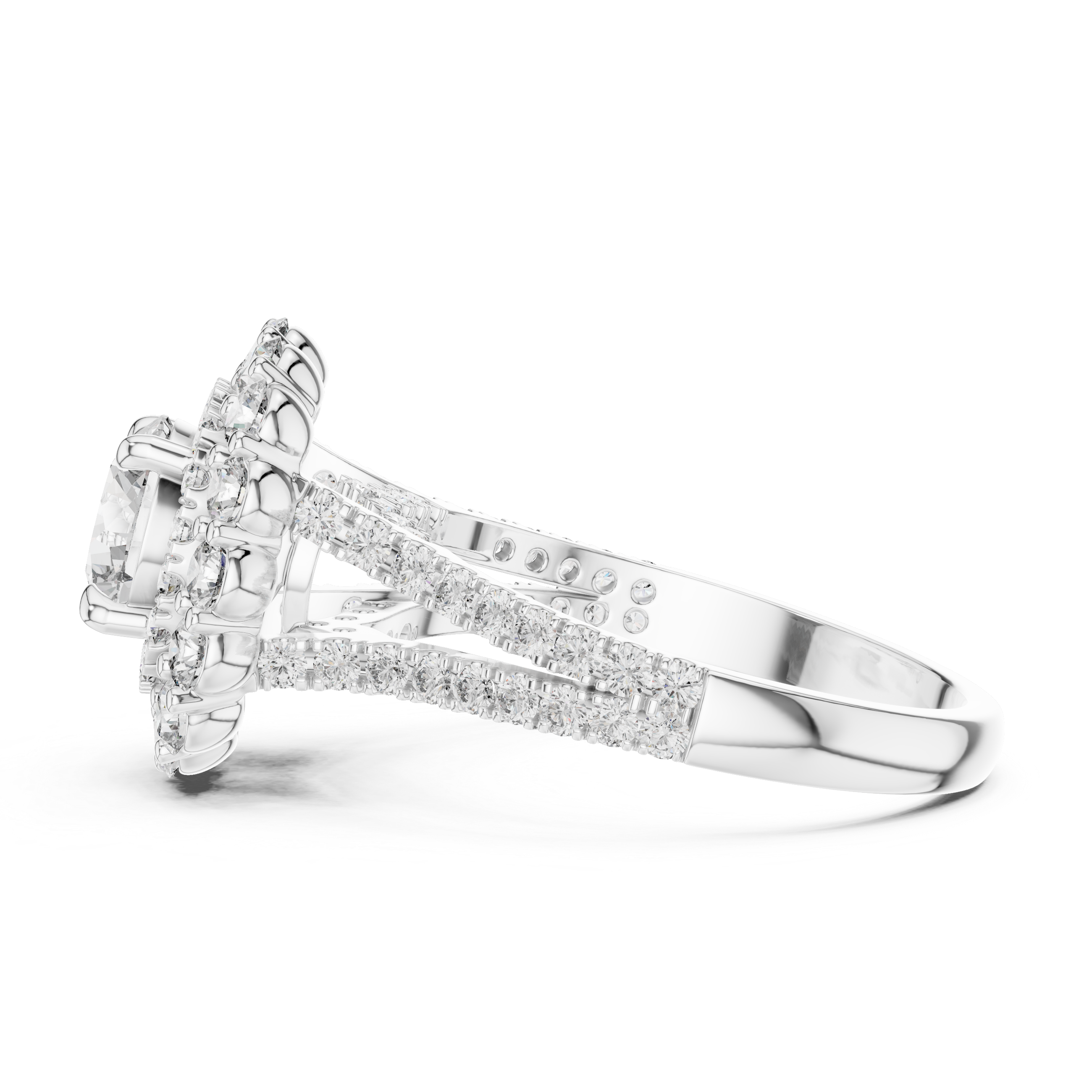 Radiant Bloom Halo Diamond Ring