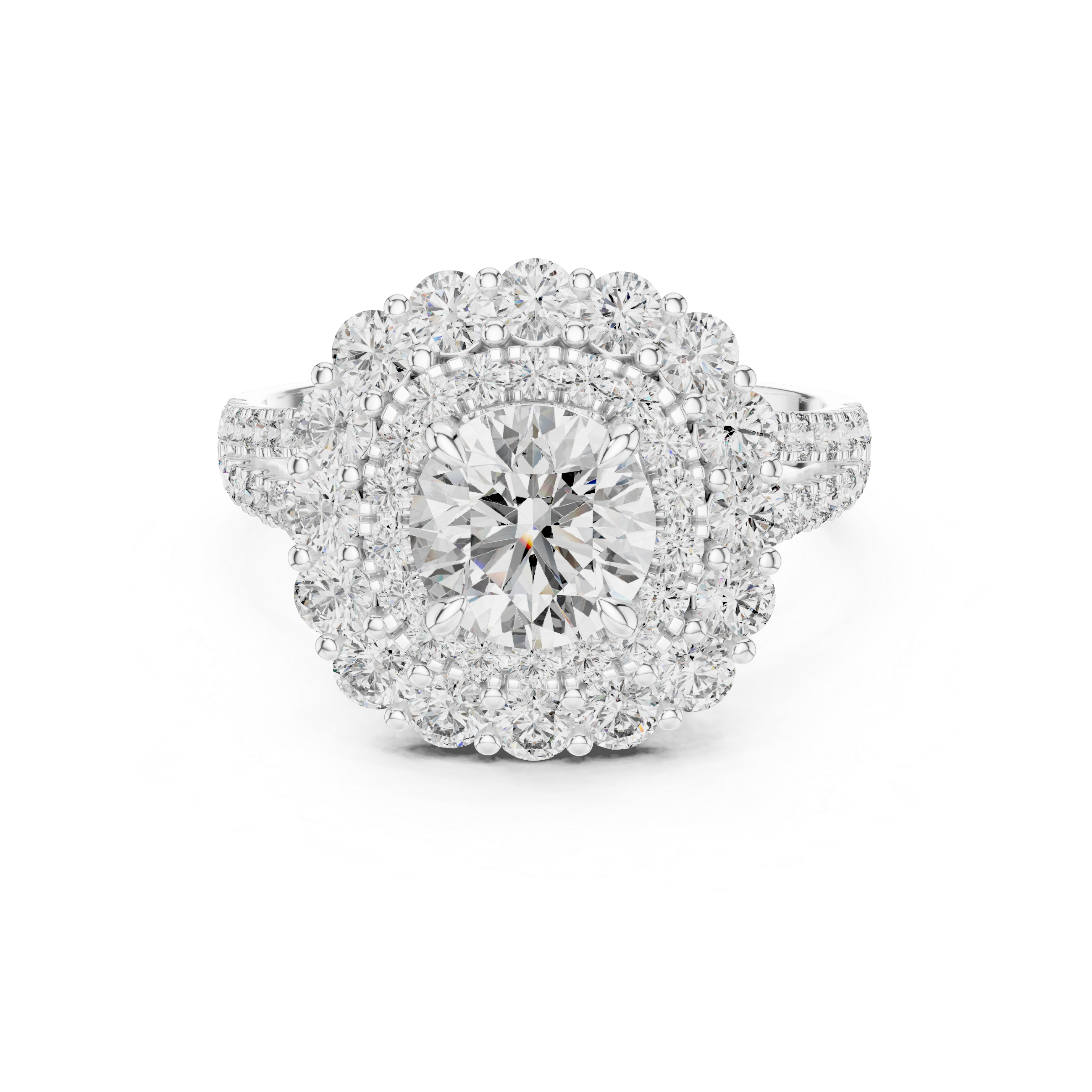 Radiant Bloom Halo Diamond Ring