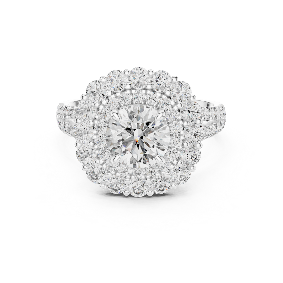 Radiant Bloom Halo Diamond Ring