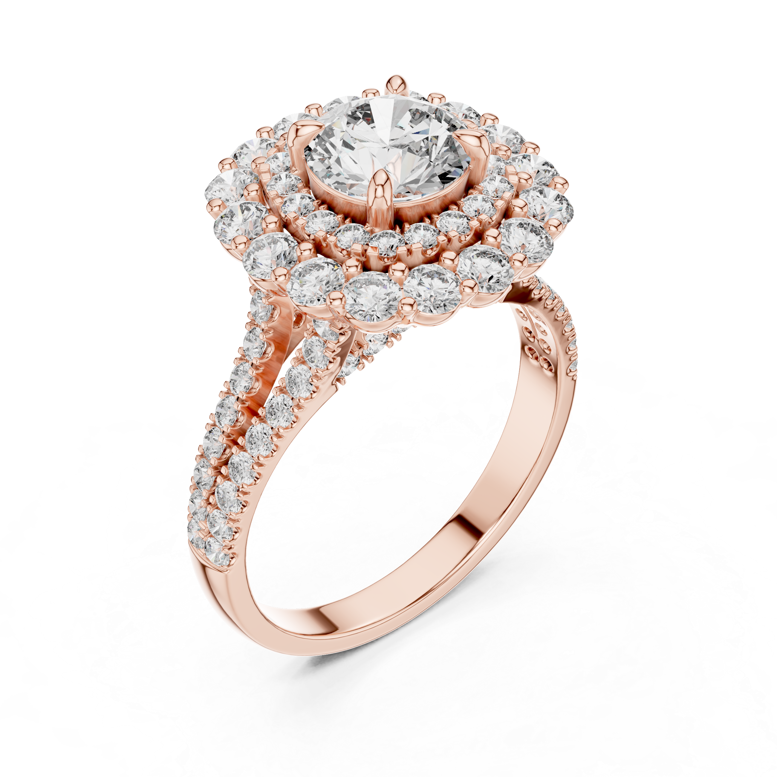 Radiant Bloom Halo Diamond Ring