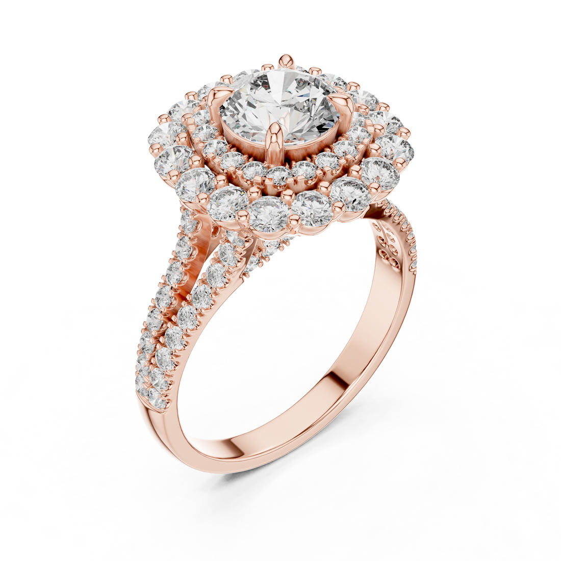 Radiant Bloom Halo Diamond Ring