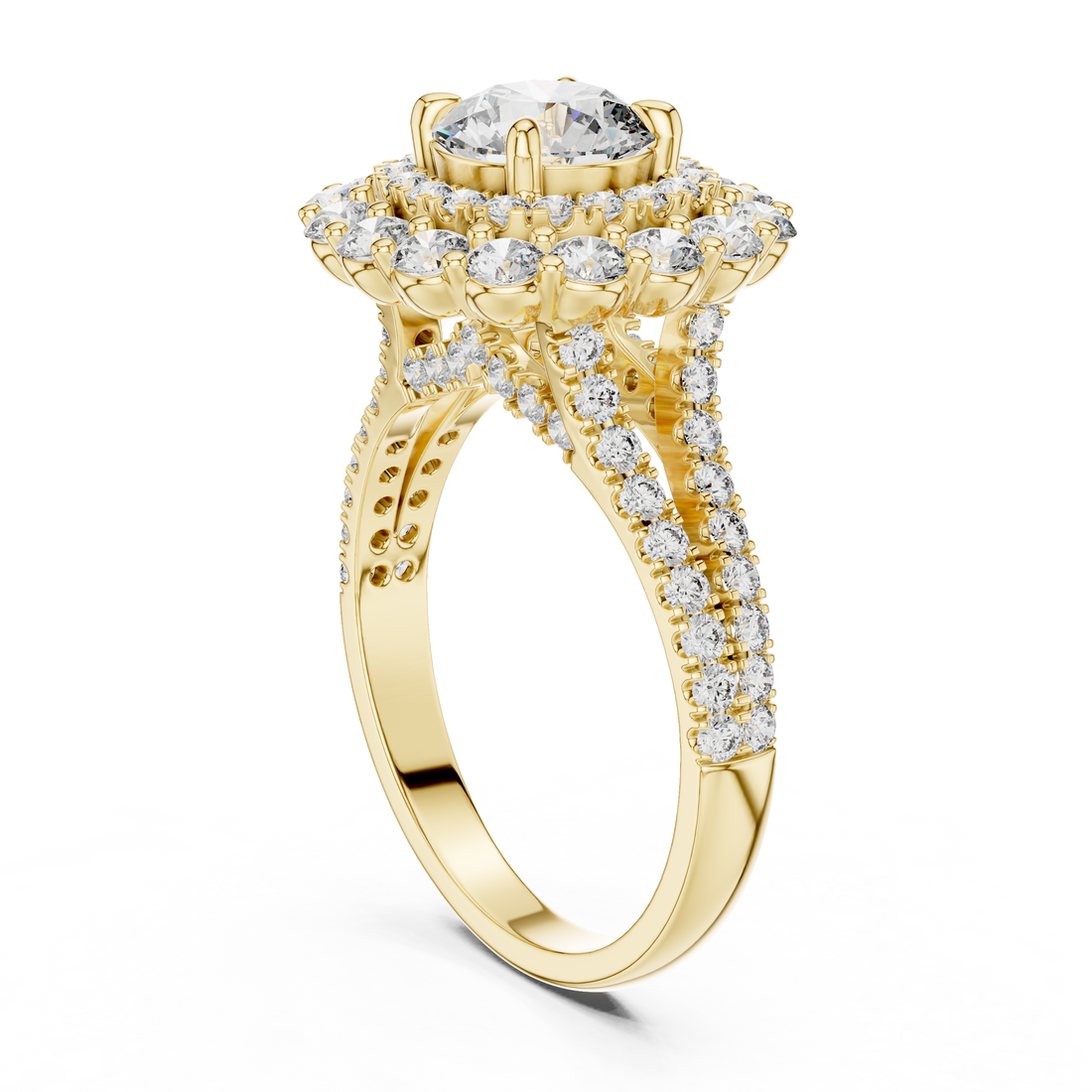 Radiant Bloom Halo Diamond Ring