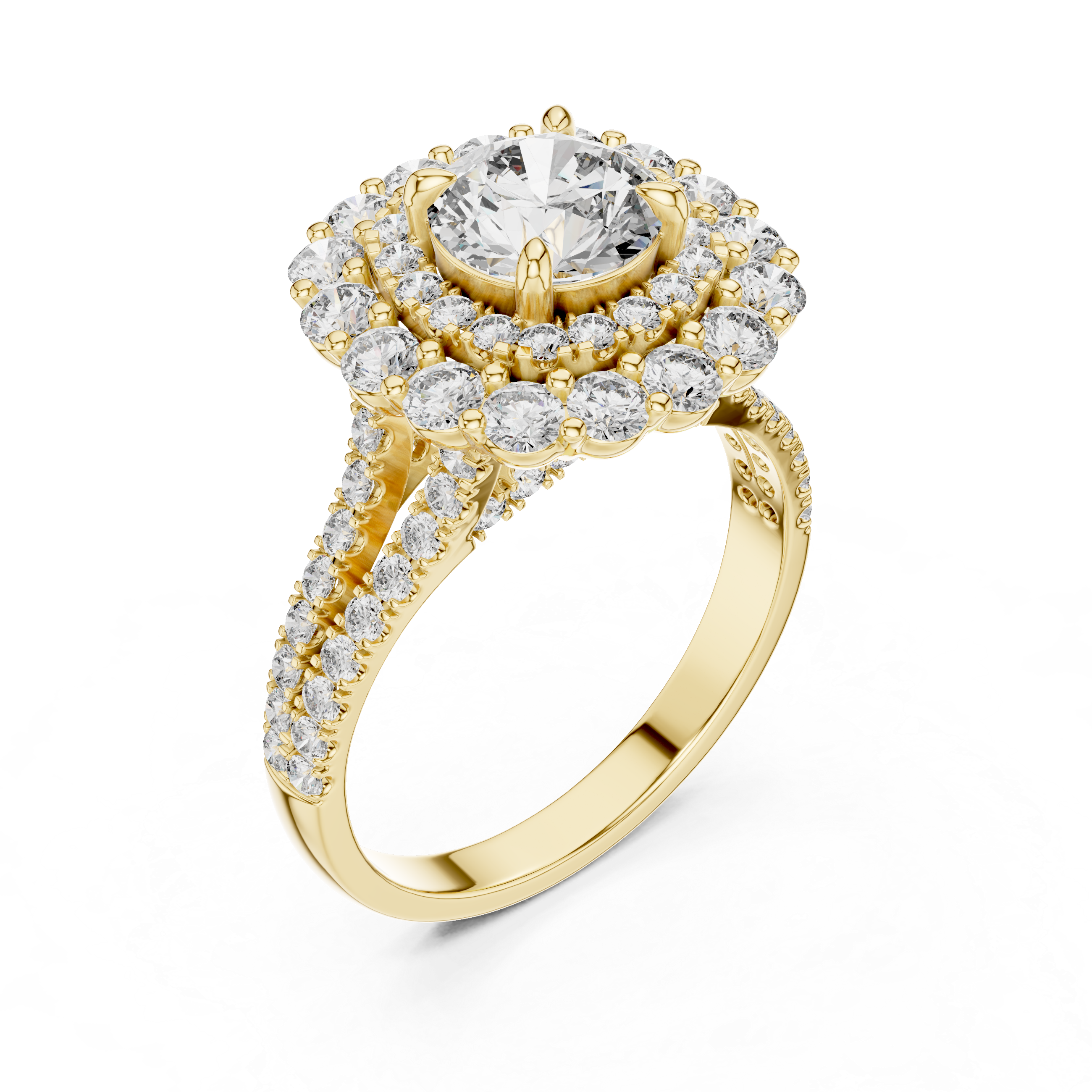 Radiant Bloom Halo Diamond Ring
