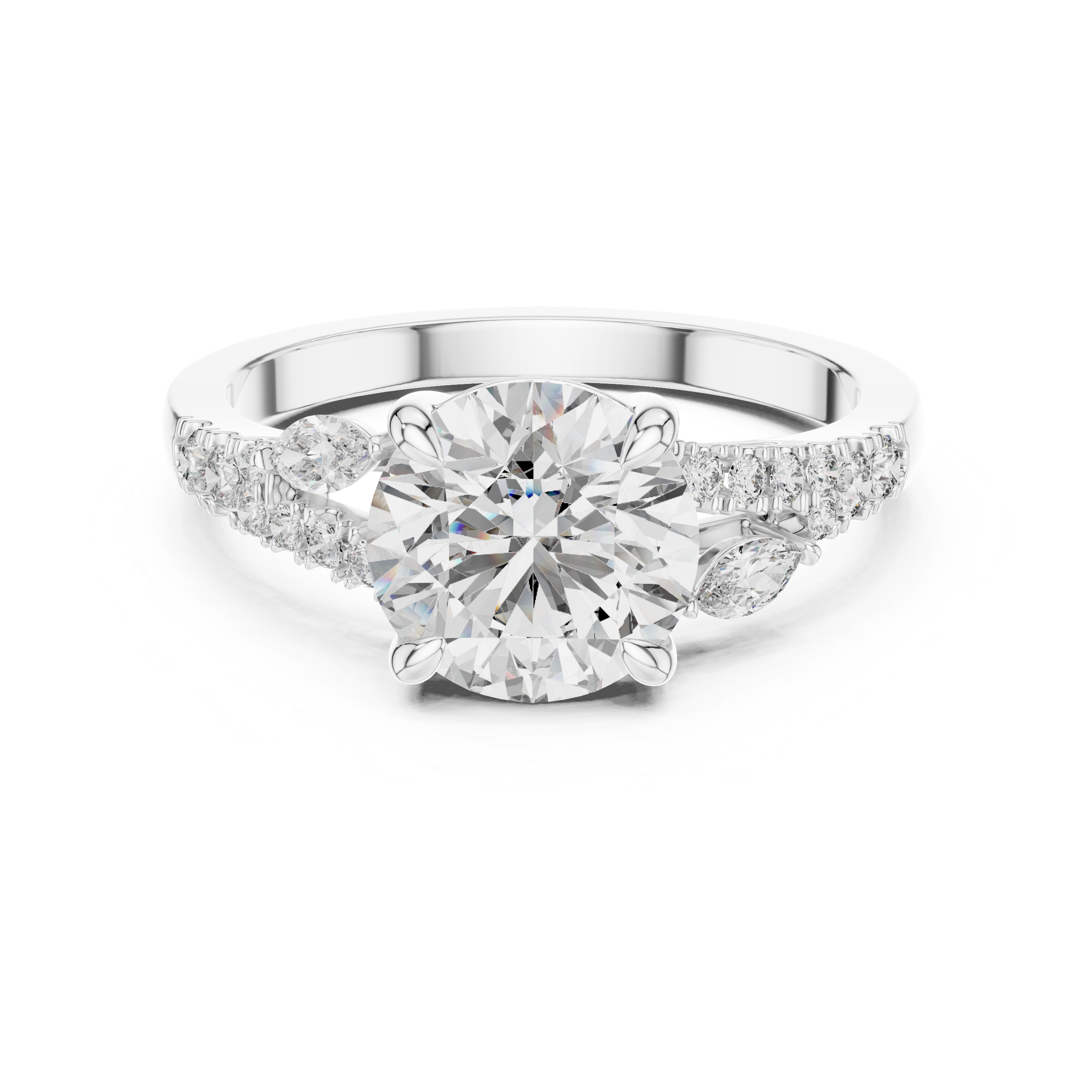 Classic Round Accent Solitaire Diamond Ring