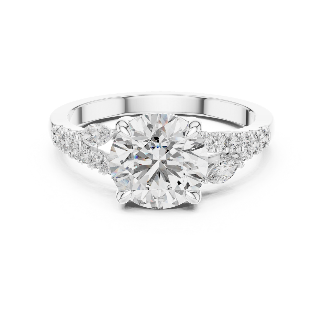 Classic Round Accent Solitaire Diamond Ring