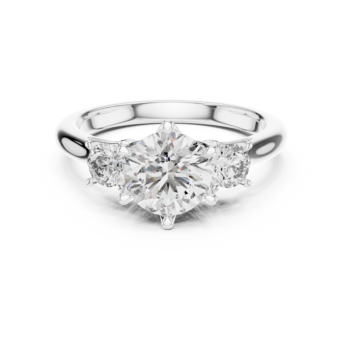 Classic Round Three-Stone Diamond Ring