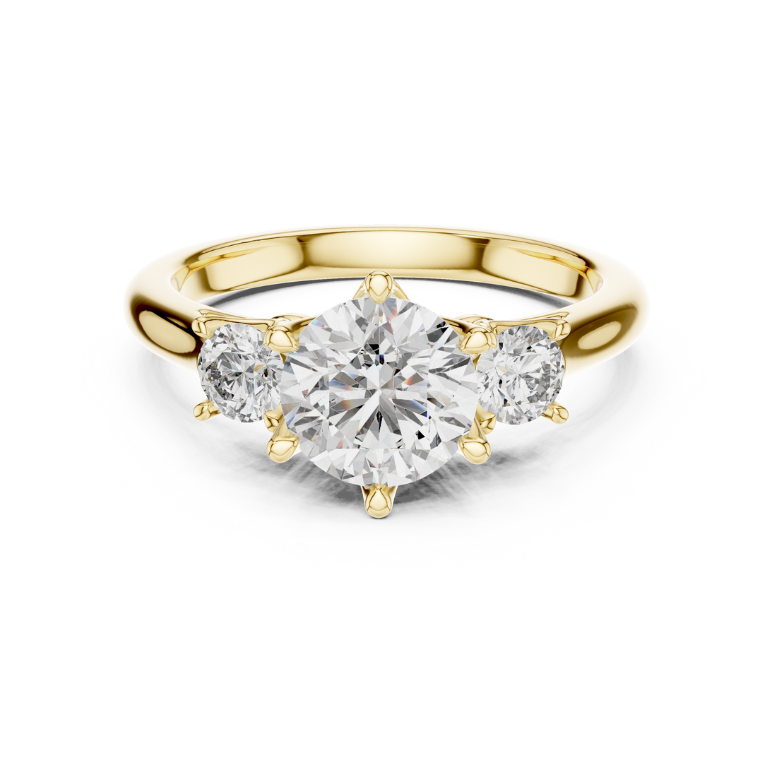 Classic Round Three-Stone Diamond Ring