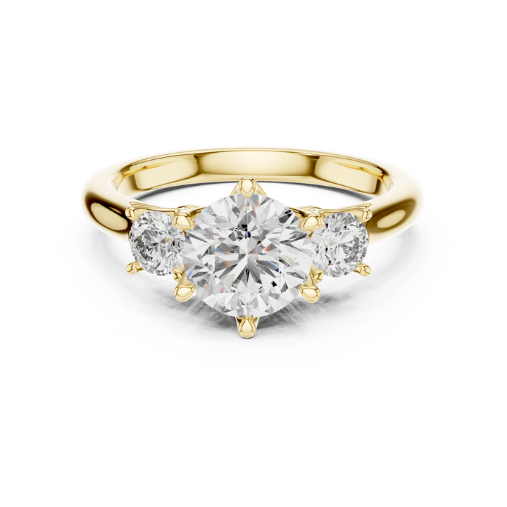 Classic Round Three-Stone Diamond Ring