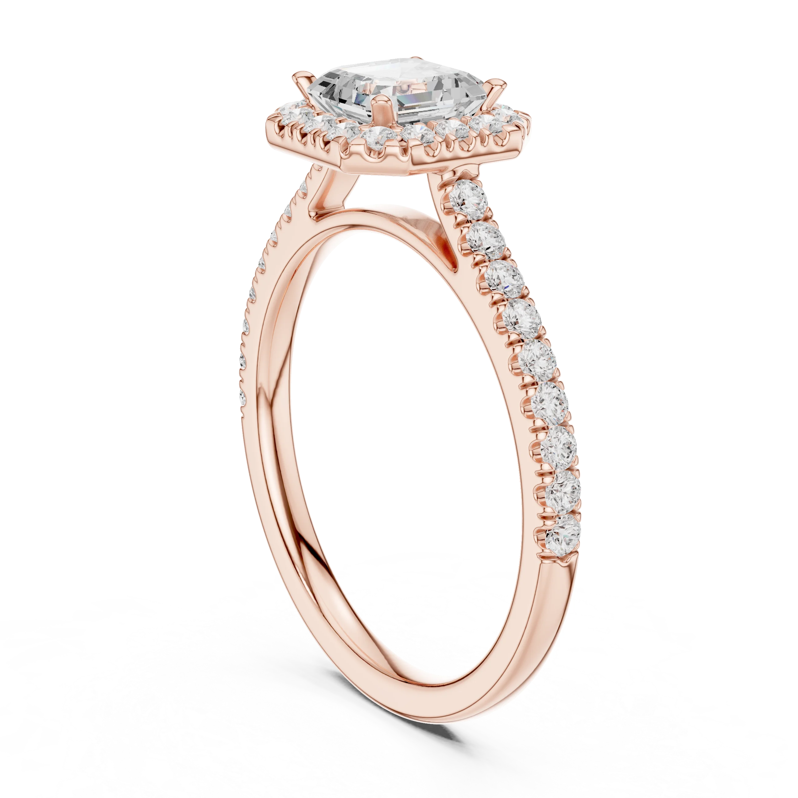 Asscher Cut Diamond Halo Pavé Ring