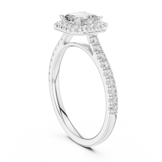 Asscher Cut Diamond Halo Pavé Ring