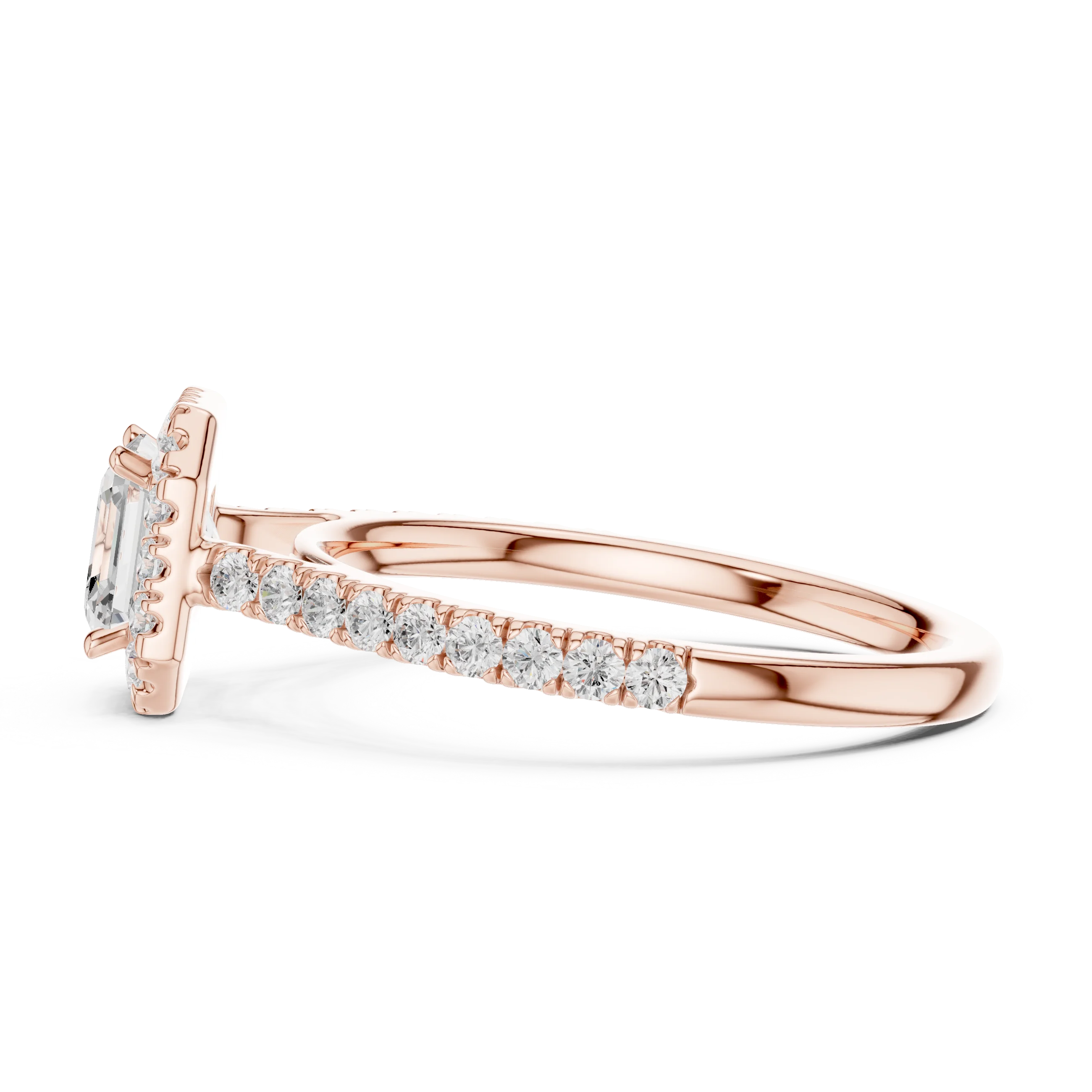 Asscher Cut Diamond Halo Pavé Ring