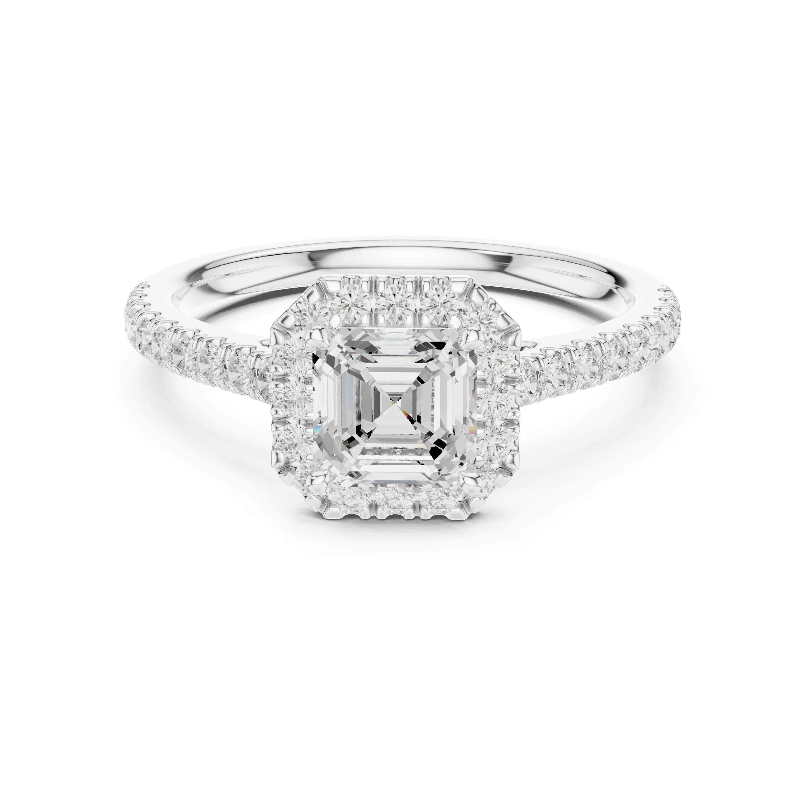 Asscher Cut Diamond Halo Pavé Ring