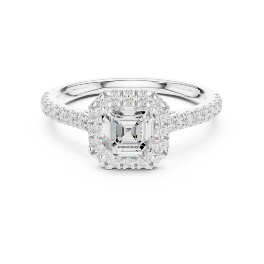 Asscher Cut Diamond Halo Pavé Ring