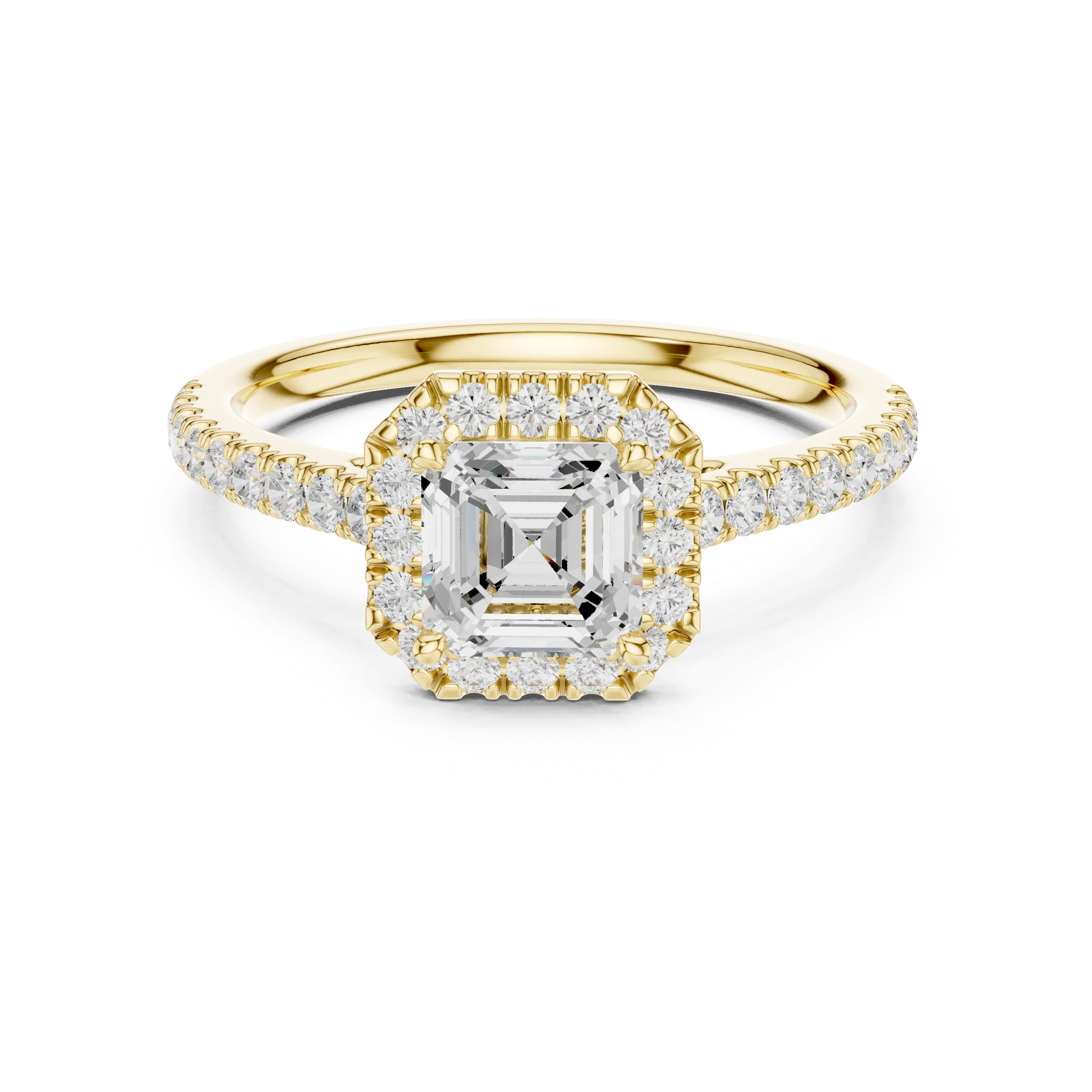 Asscher Cut Diamond Halo Pavé Ring