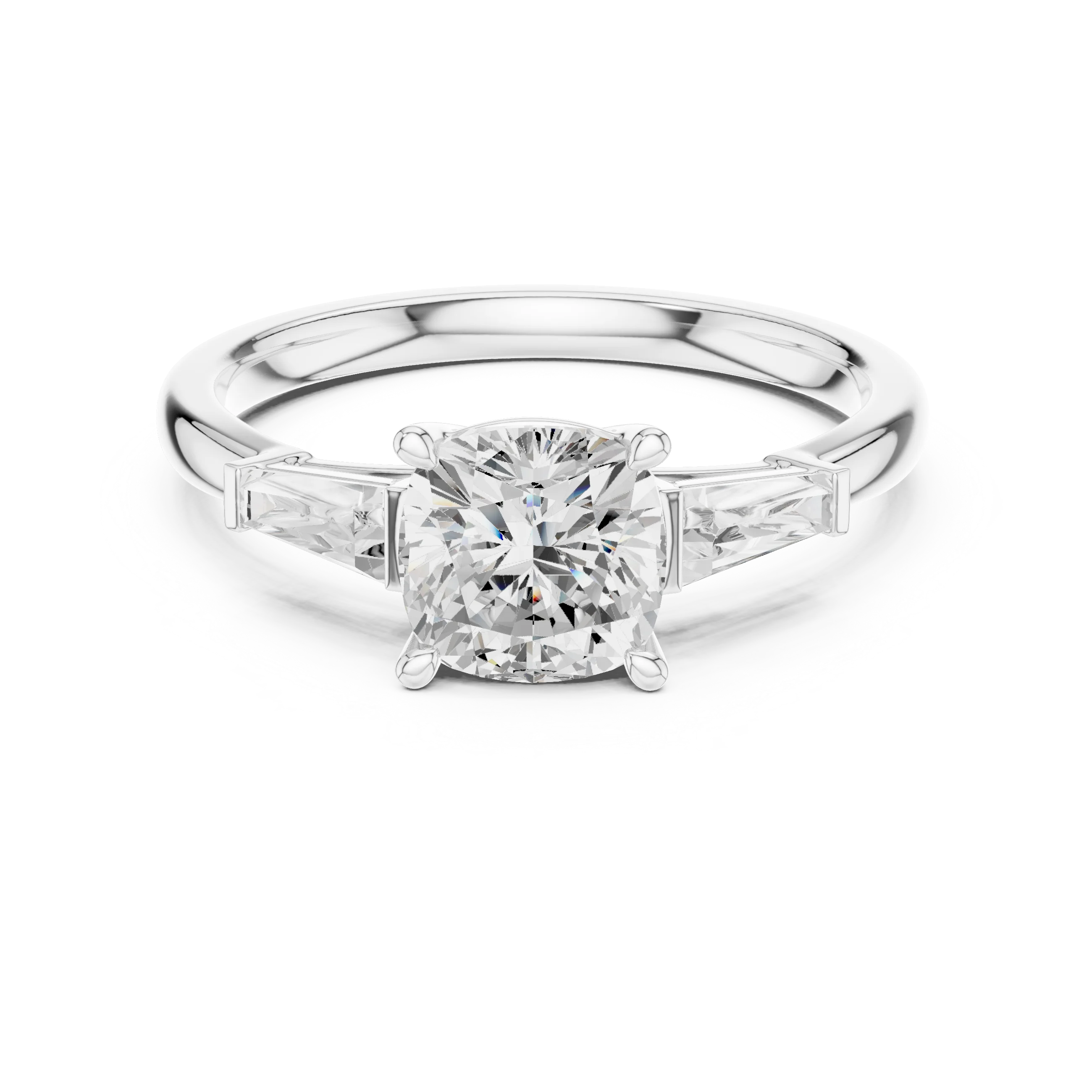 Cushion Three Stone Ring