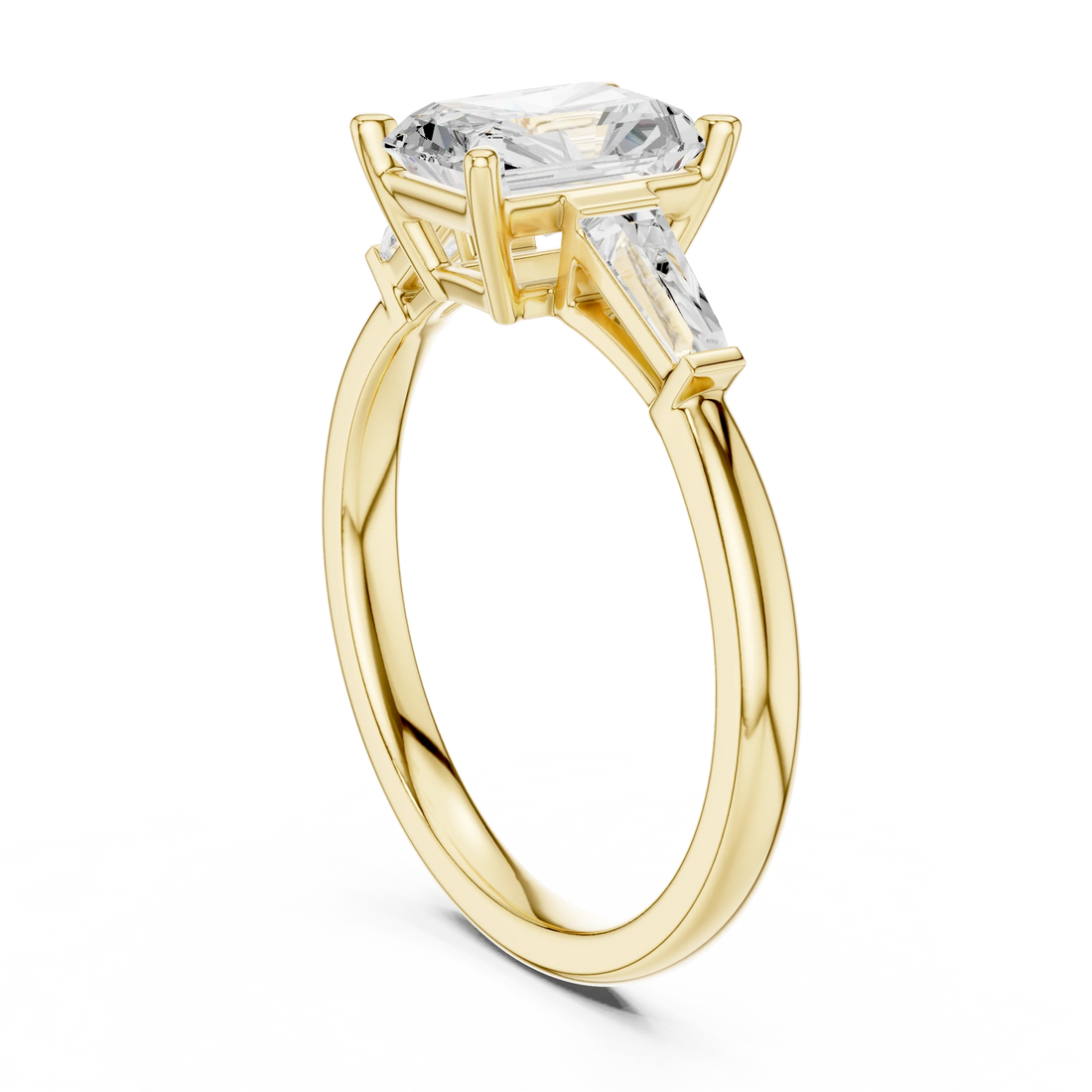 Radiant Three Stone Ring