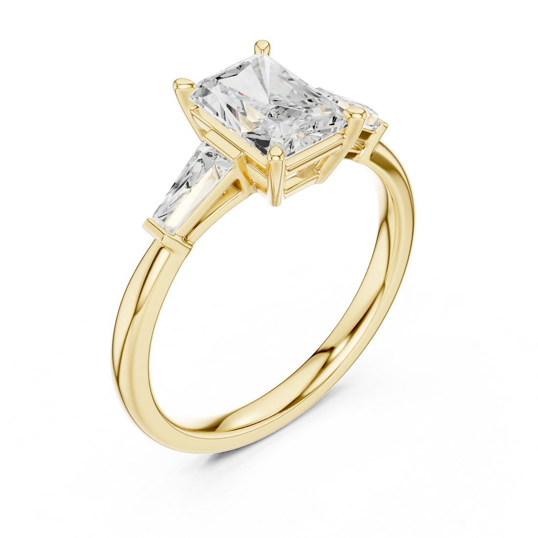 Radiant Three Stone Ring