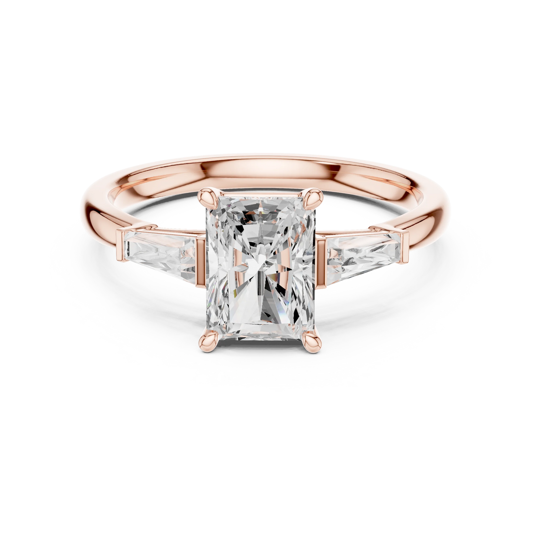Radiant Three Stone Ring