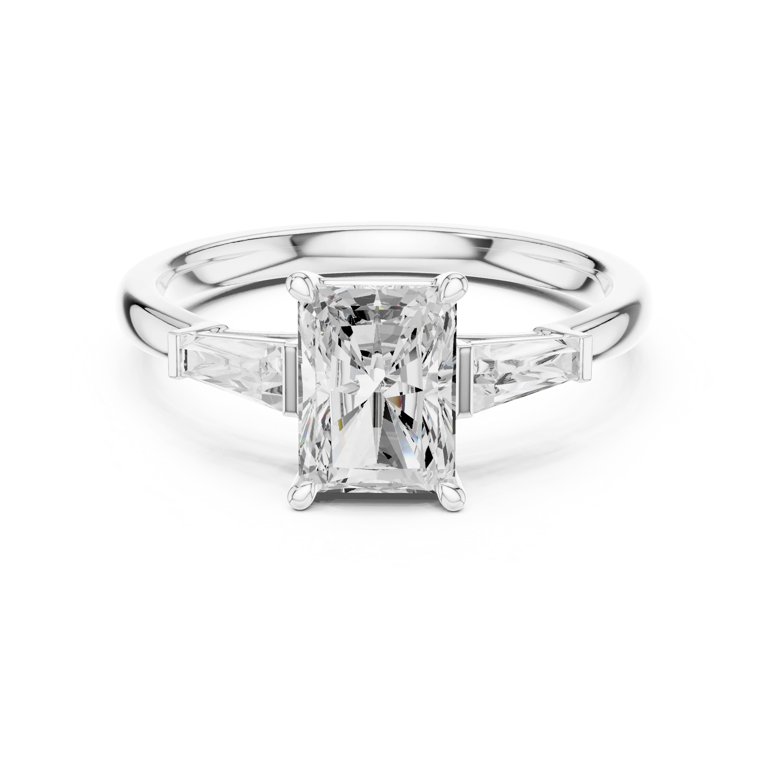 Radiant Three Stone Ring