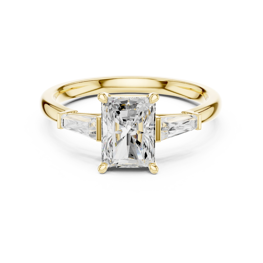 Radiant Three Stone Ring