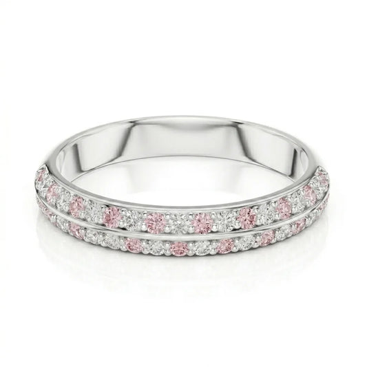 Double row pink and white diamond pave eternity band in white gold with lab-grown diamonds – Australia