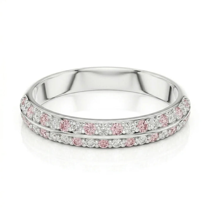 Double row pink and white diamond pave eternity band in white gold with lab-grown diamonds – Australia