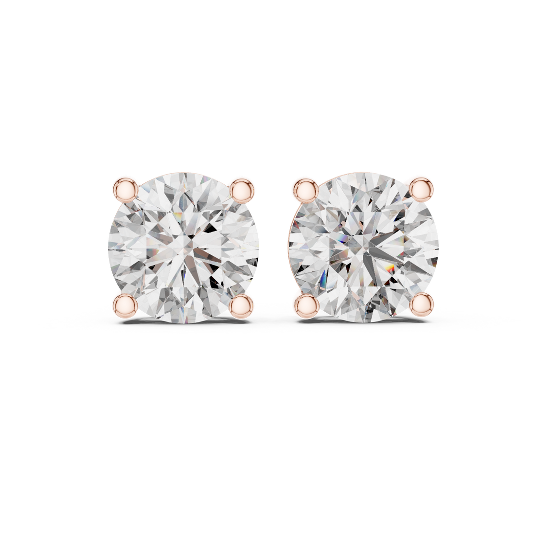 Classic Round Solitaire Diamond Stud Earrings