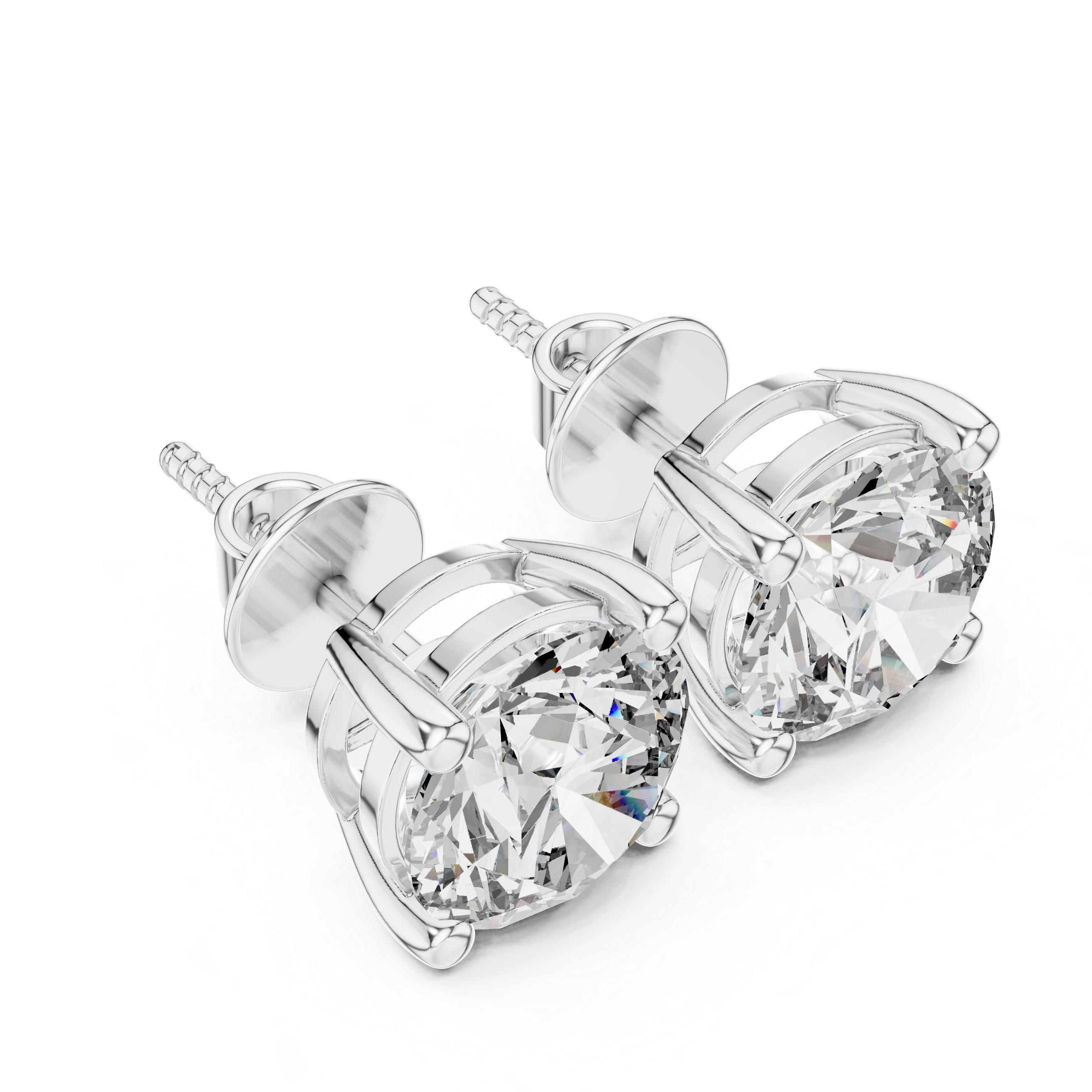 Classic Round Solitaire Diamond Stud Earrings
