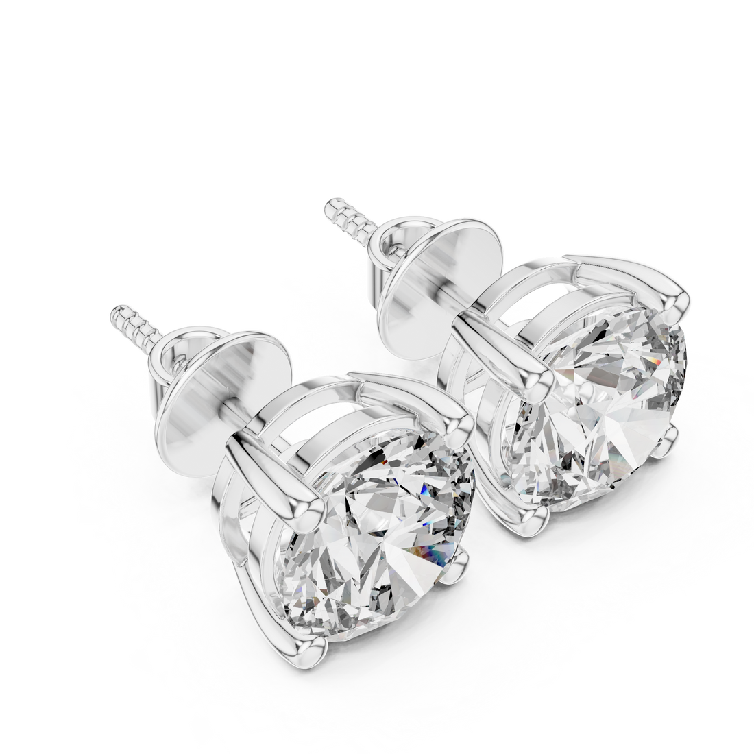 Classic Round Solitaire Diamond Stud Earrings